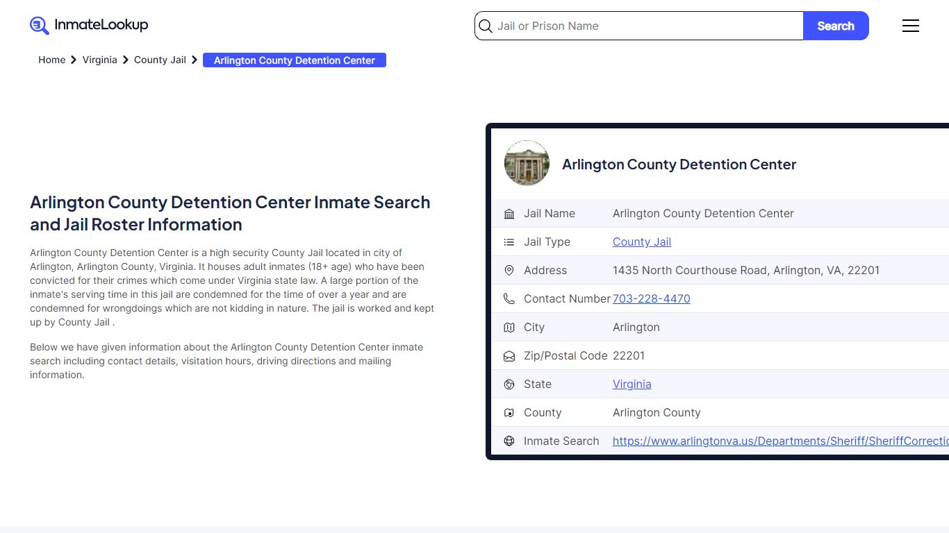 Arlington County Detention Center (VA) Inmate Search and Jail Roster ...