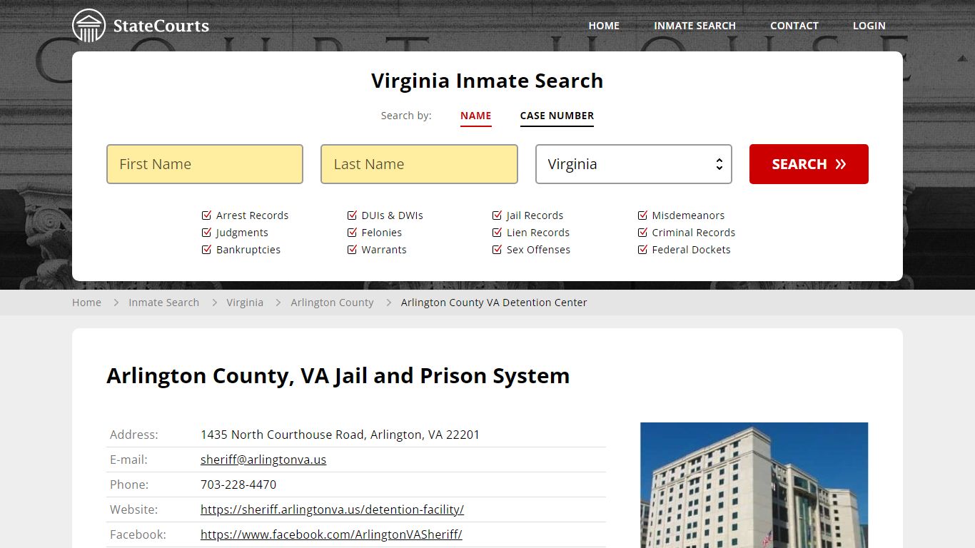 Arlington County VA Detention Center Inmate Records Search, Virginia ...